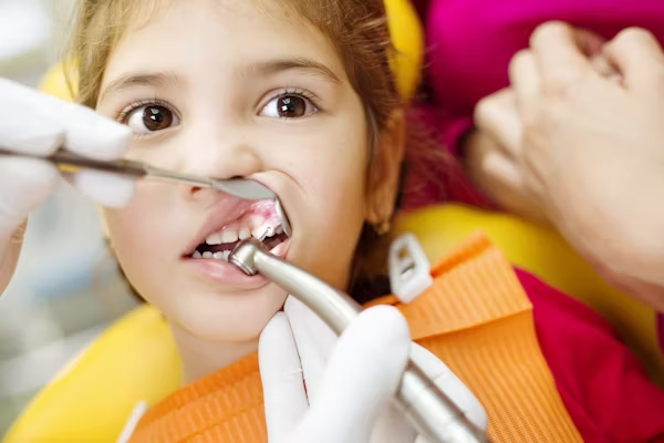 image of a kid during a dental treatment